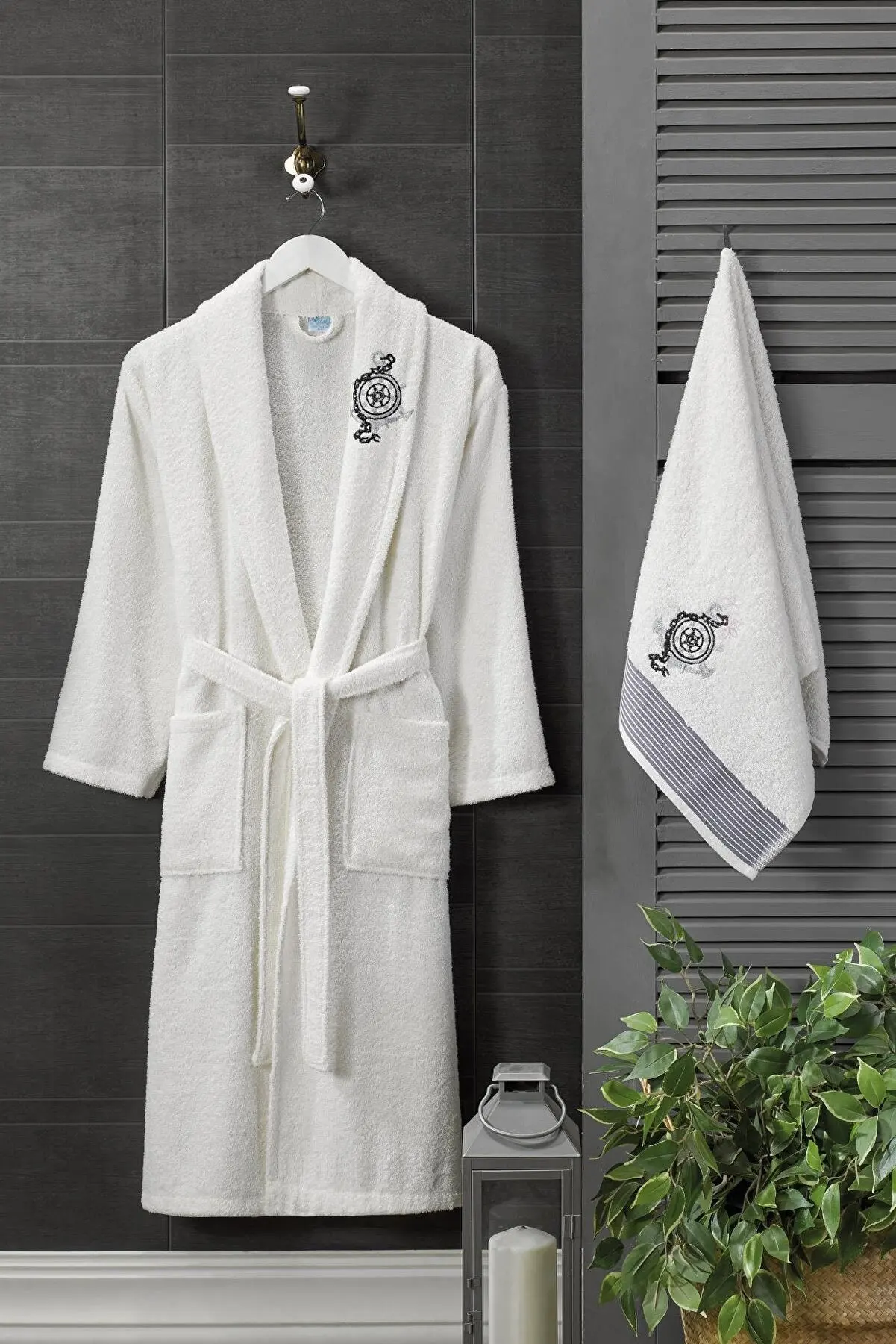 2 Picies Luxury Soft Cotton White Bathrobe Set For Men 1 Bathrobe 1 Head Towel Bathrobe Set Nightrobe Sleepwear Home Wear Turkey