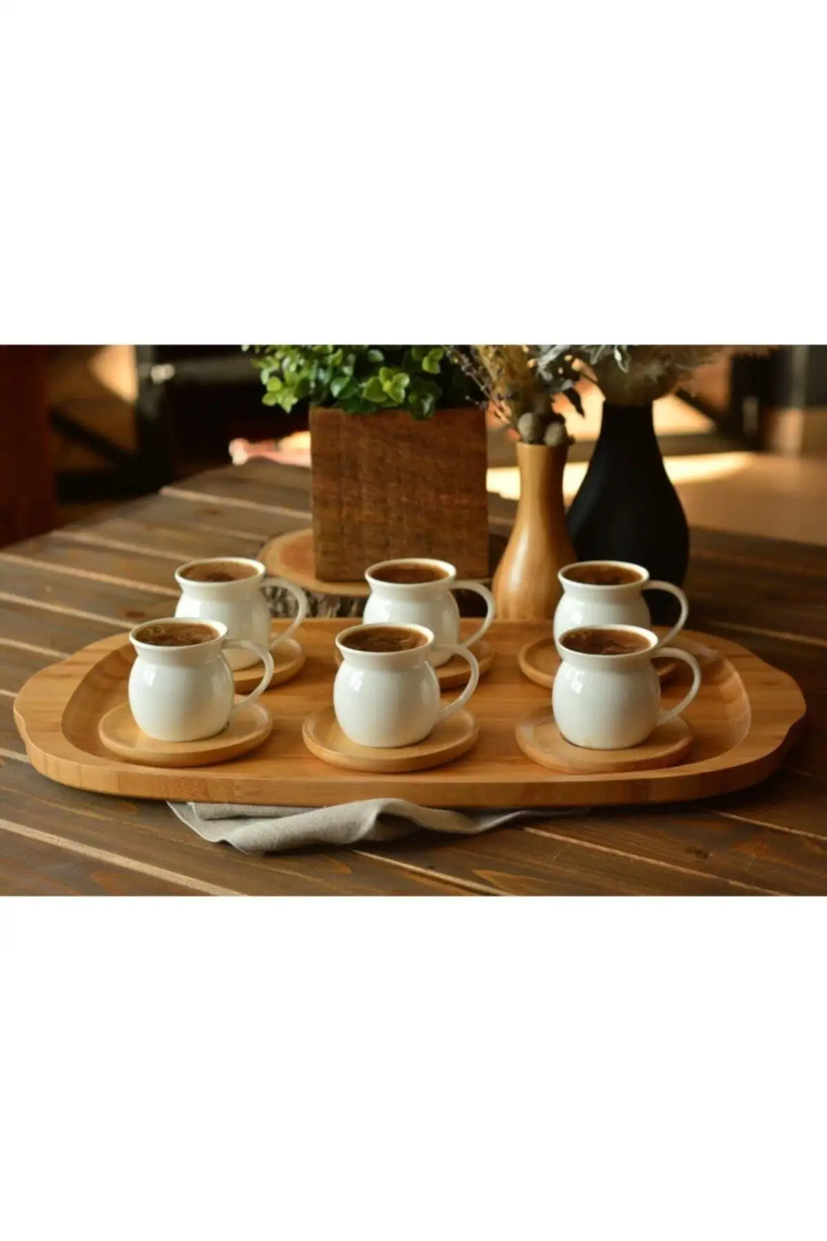 YOUR GREAT DESIGN Writes 6 Personality Coffee Team Trendy Modern Design Tea Coffee Cup Set Bamboo Coaster 12 Piece Set Turkish C