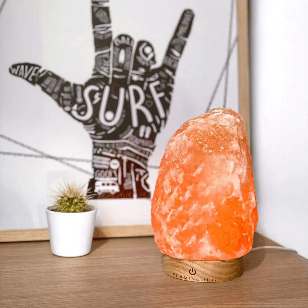 Flamingueo Himalayan Natural salt lamp 4 functions plug USB night lamp bedroom table Tactil salt lamp