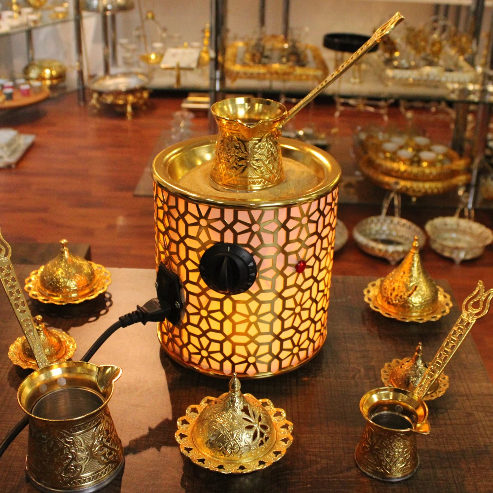 Tulip Home Accessories - Authentic Turkish Copper Electric Hot Sand Coffee Maker Gold- Heater Machine 110V - 220V