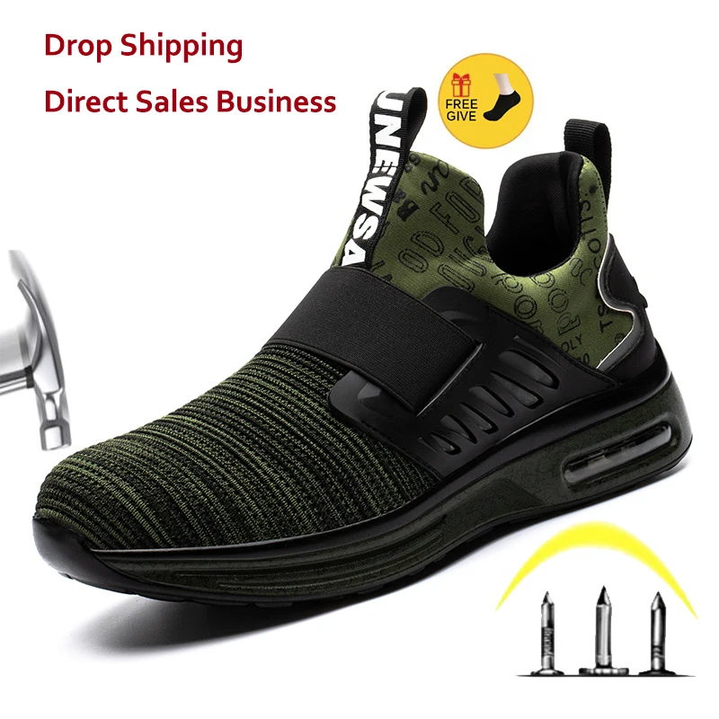 Work Safety Shoes Men Boots Sneakers Breathable Anti-Smashing Lightweight Work Boots Indestructible Sneakers With Steel Toe Cap