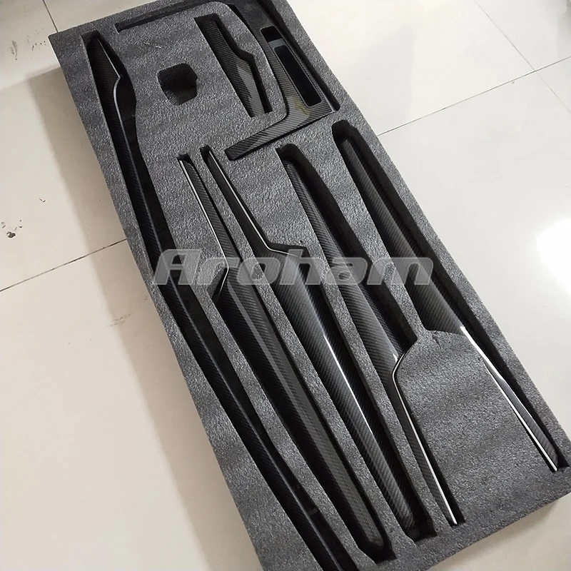 Real Carbon Fiber Customized Central Control Gear Shift Panel Water Cup Cover Stickers Interior For Audi A4 A4L A6 A6L A7 Q5L A5