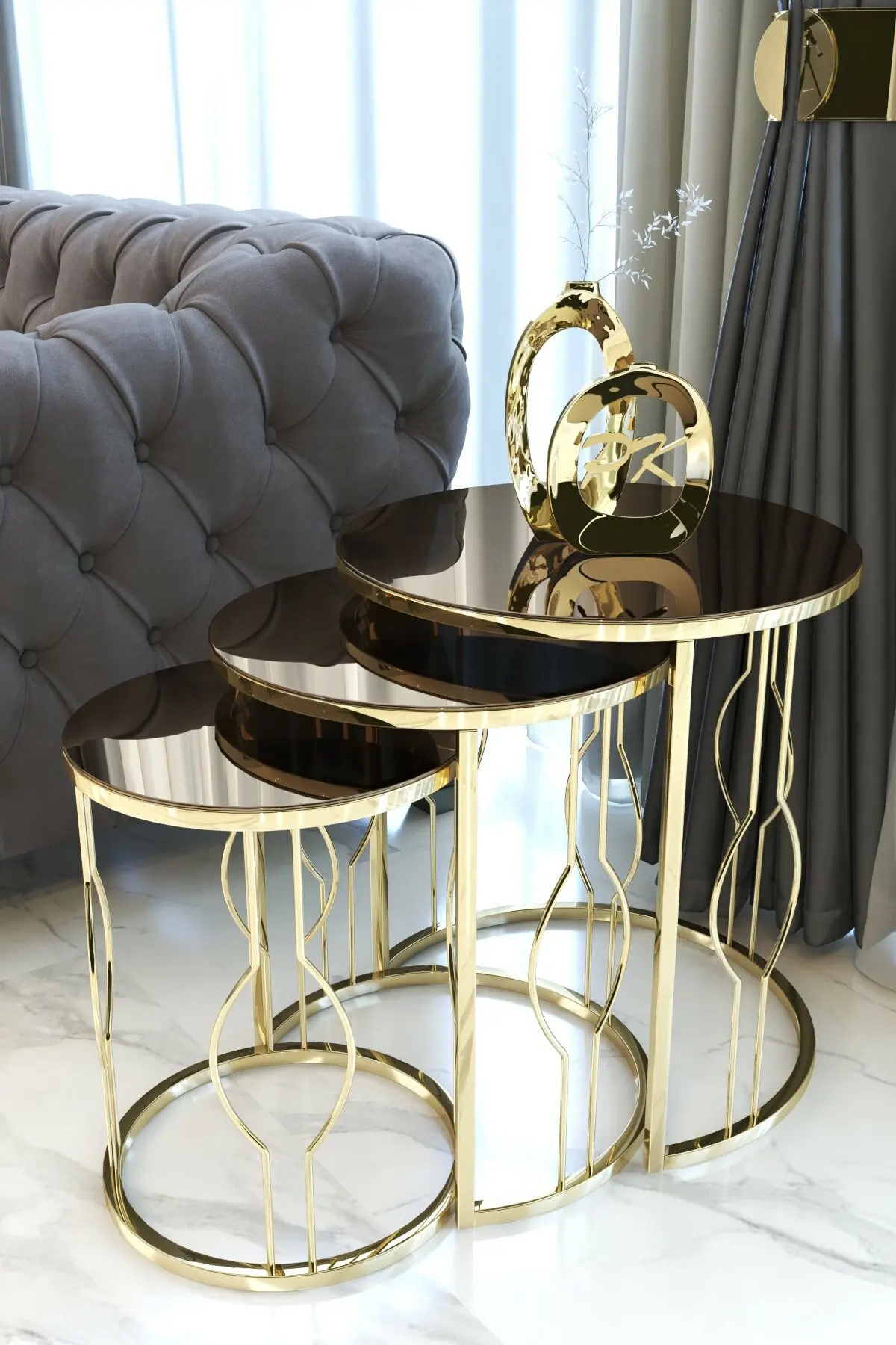 Home Furnishings Gold Zigon Coffee Table Bronze Mirror Pattern Metal Leg Modern Fashionable Design Good Quality Packaging