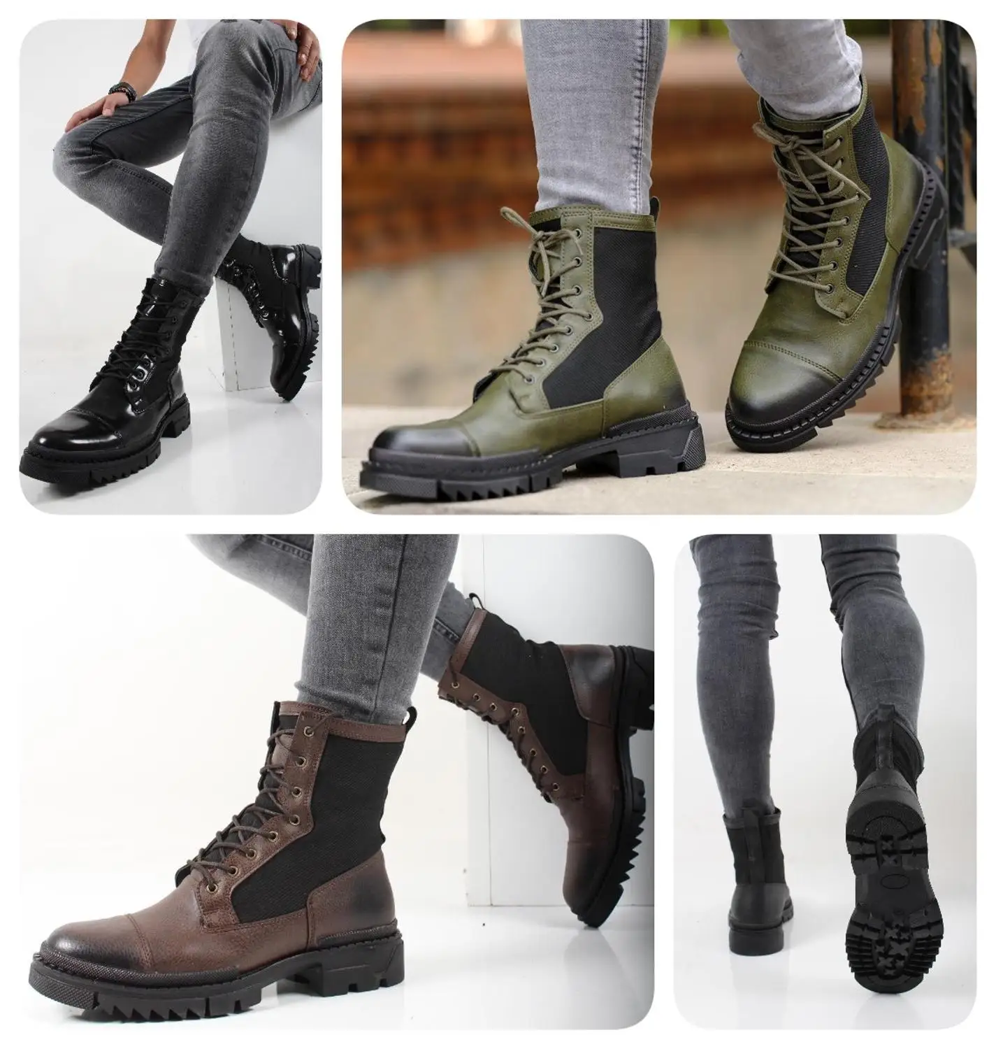 Turkish Quality 2020 Boots for Men Boot Winter Shoes Fashion Snow Boot Bright Black Green Brown Ankle Footwear Basic Comfortable