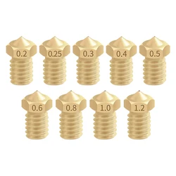 5/10pcs 3D Printer V6 M6 Threaded Brass Nozzle 0.2/0.25/0.3/0.4/0.5/0.6/0.8/1.0mm for 1.75mm filament E3D V5 V6 Hotend Extruder