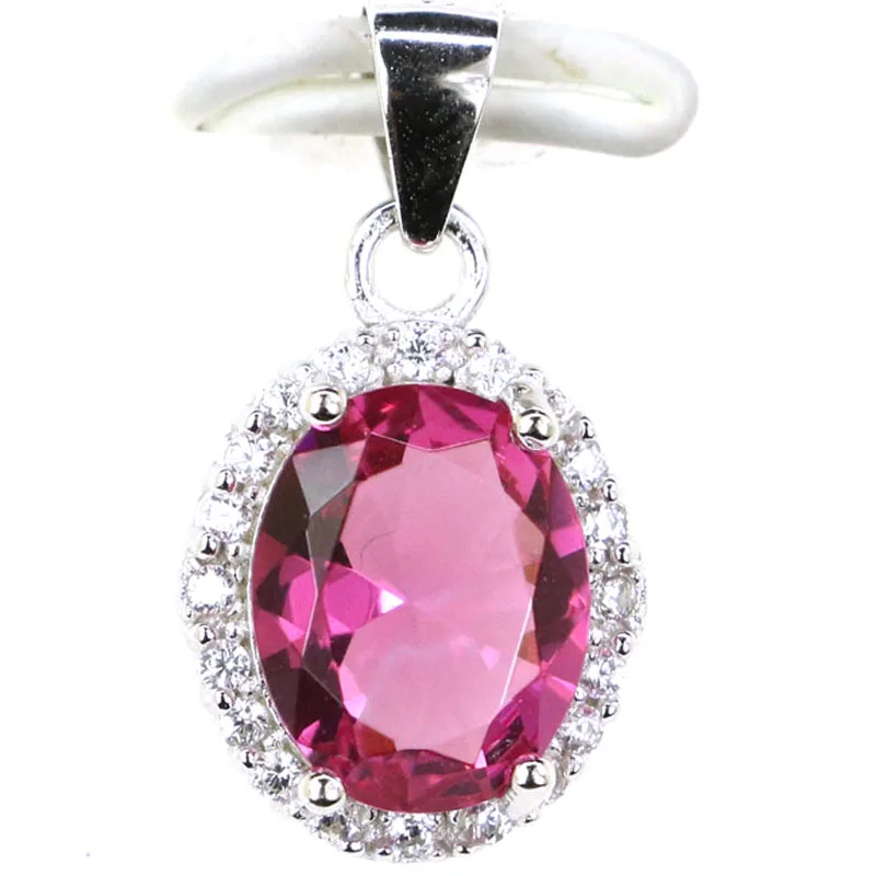 Buy 2 Get 1 Free 20x11mm Real 925 Solid Sterling Silver 2g Pink Tourmaline Violet Tanzanite Kunzite Wedding Pendant