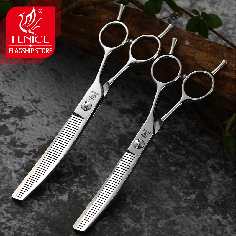 Imagem -03 - Fenice Dog Professional Grooming Tesoura Cuved Thinning Tesouras Jp440c Groomer Ferramentas A-tipo Handle 70 75