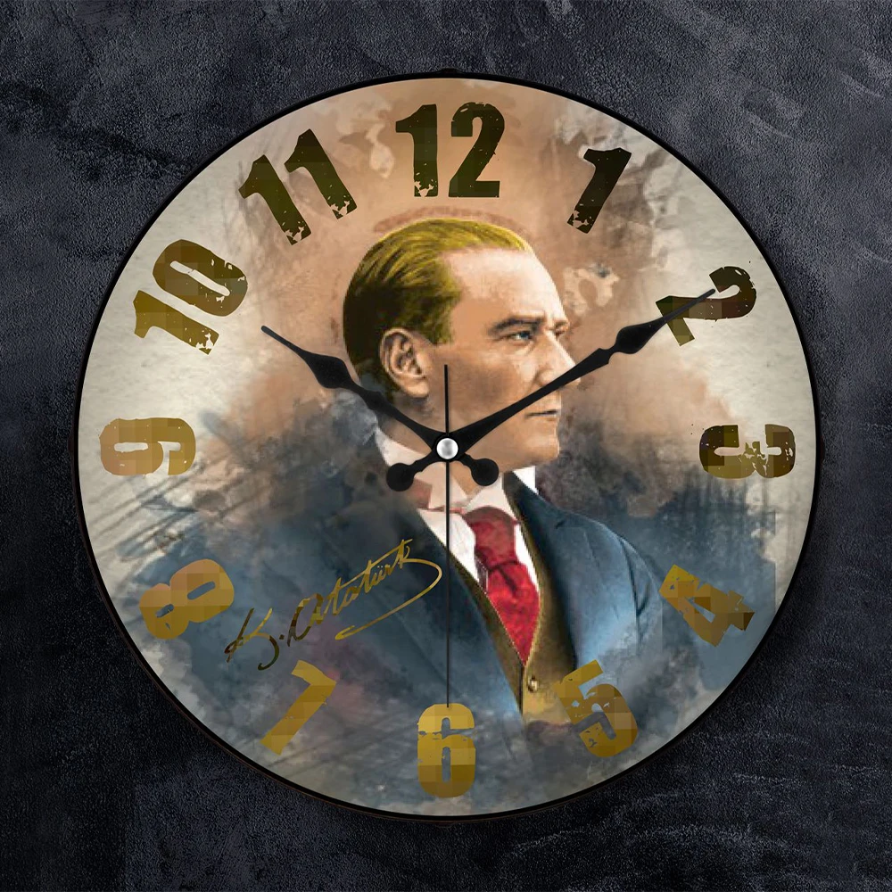 

Decorative Plastic Mustafa Kemal Ataturk Figured Wall Clock 36 cm Home Wall Clock Interiors Decoration Home Decoration Hanging