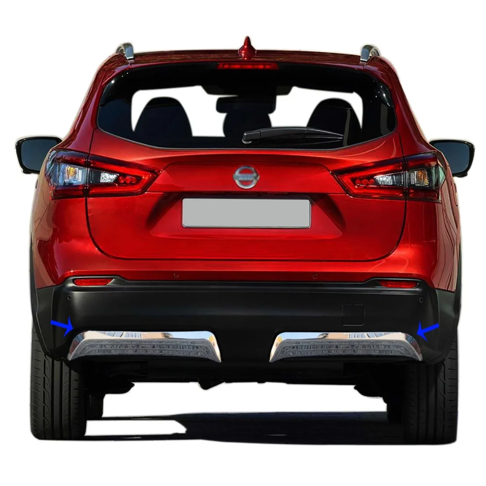 For Nissan Qashqai Chrome Rear Diffuser 2 Pcs. 2017 and Up. Stainless Steel. ISO 9001: 2008 Certified. A+ QualityModified Design