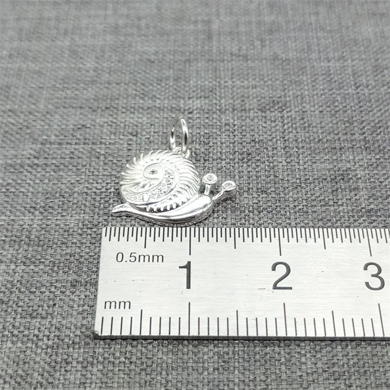 4 Pieces of 925 Sterling Silver Shiny Snail Garden Charms for Bracelet Necklace