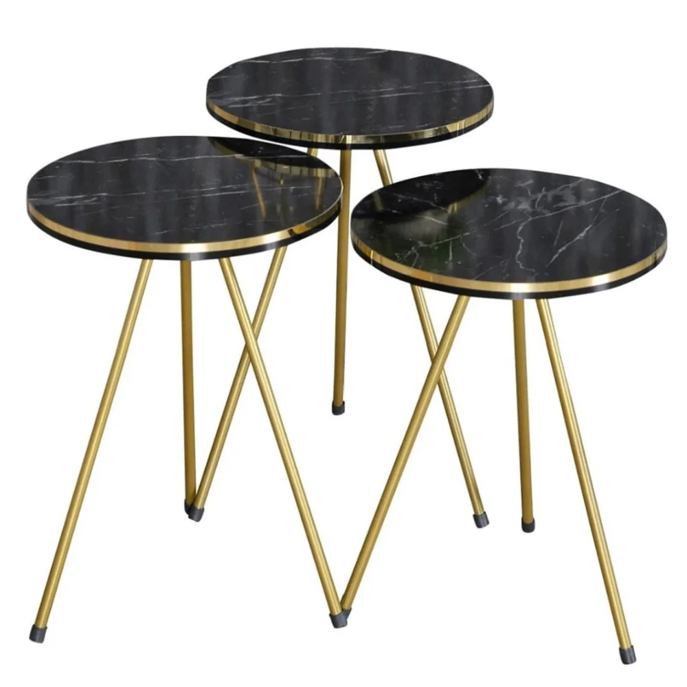 Nesting Table Coffee Table 3 pieces Service Tables Metal Legs Tea Coffee Service Table Home Living Room Office Furniture