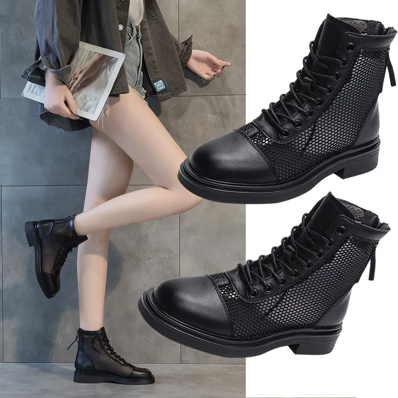 

Mesh Boots Women Brand New Thin Fashion Woman Ankle Martin Boots Ladies Shoes Breathable Cool Boot Female Shoe