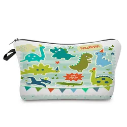 Lovely Cartoon Pencil Cases Dinosaur Print Cosmetic Bag Eco Portable Storage Bag Waterproof Makeup Bag Zipper Hot Sale Organizer