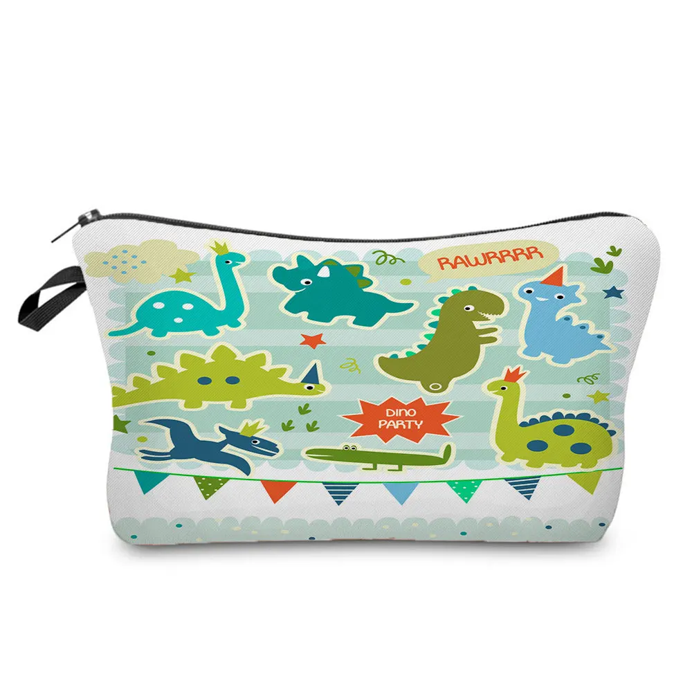 Lovely Cartoon Pencil Cases Dinosaur Print Cosmetic Bag Eco Portable Storage Bag Waterproof Makeup Bag Zipper Hot Sale Organizer