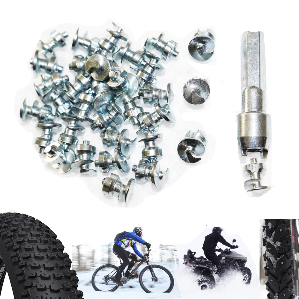 42pcs Tyre Spikes for Shoes Boots Gripping Spikes for fatbike  Moutain Vehicel studs screw in Tire Stud Tungsten Tipped Fishing