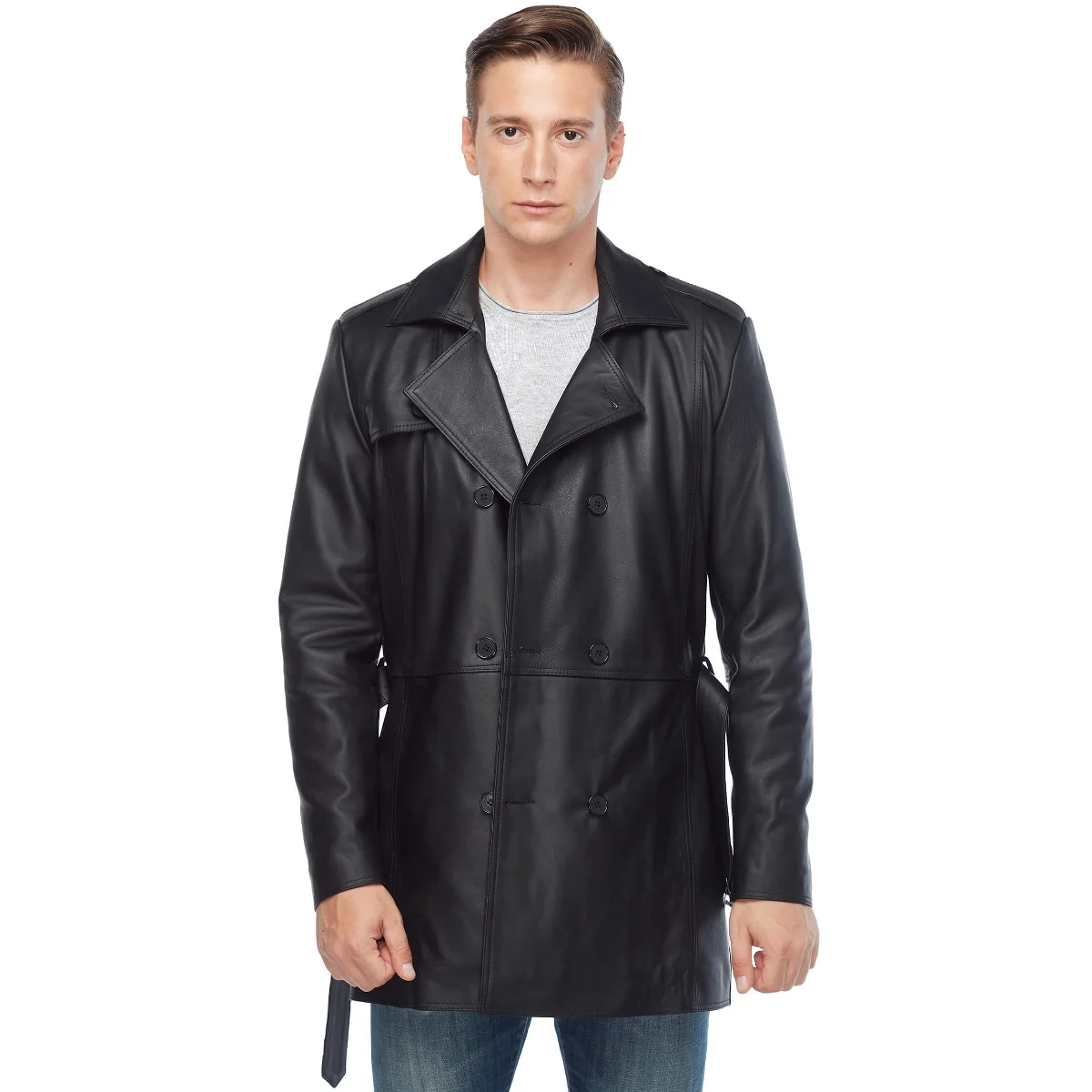Vera pelle nero maschio Trench Orjinal pelle di agnello autunno inverno 2022 Biker Slim Large Size VintageTürkiye