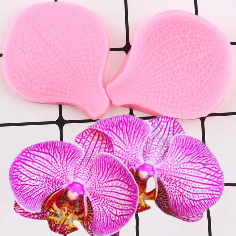 Phalaenopsis Petals Embossed Silicone Mold Cupcake Topper Fondant Molds Sugarcraft Cake Decorating Tools Polymer Clay Moulds