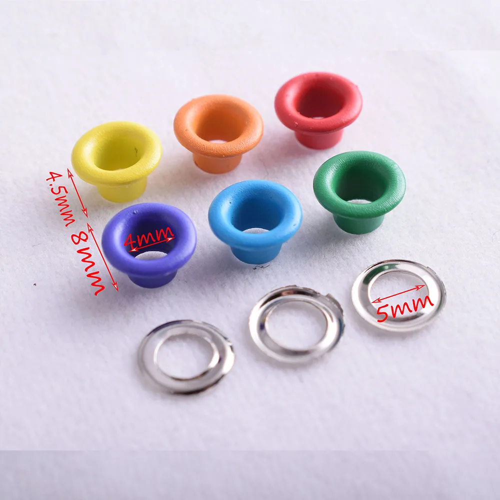 Colorful Grommets Sewing Eyelets - 6 Color 4mm Metal Eyelets Round Hole Grommets DIY Rivet Leathercraft Accessories for Bead