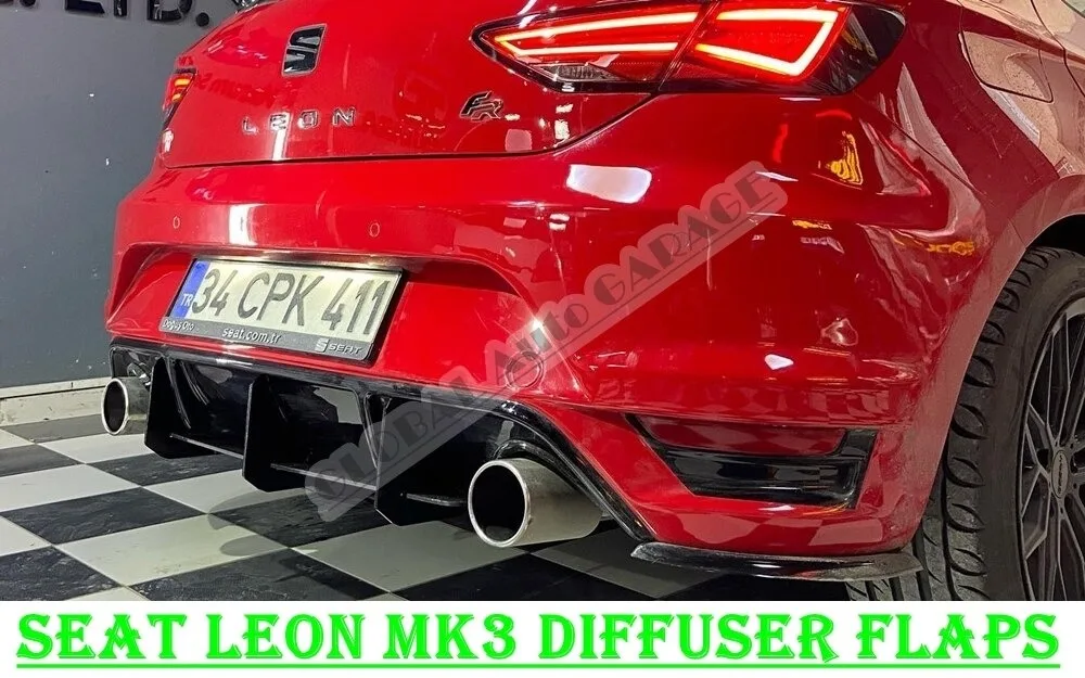 

For Seat Leon Mk3 Diffuser Flaps Rear Bumper Extension Attachment Car Styling Auto Universal Mud Flaps Tail Apron