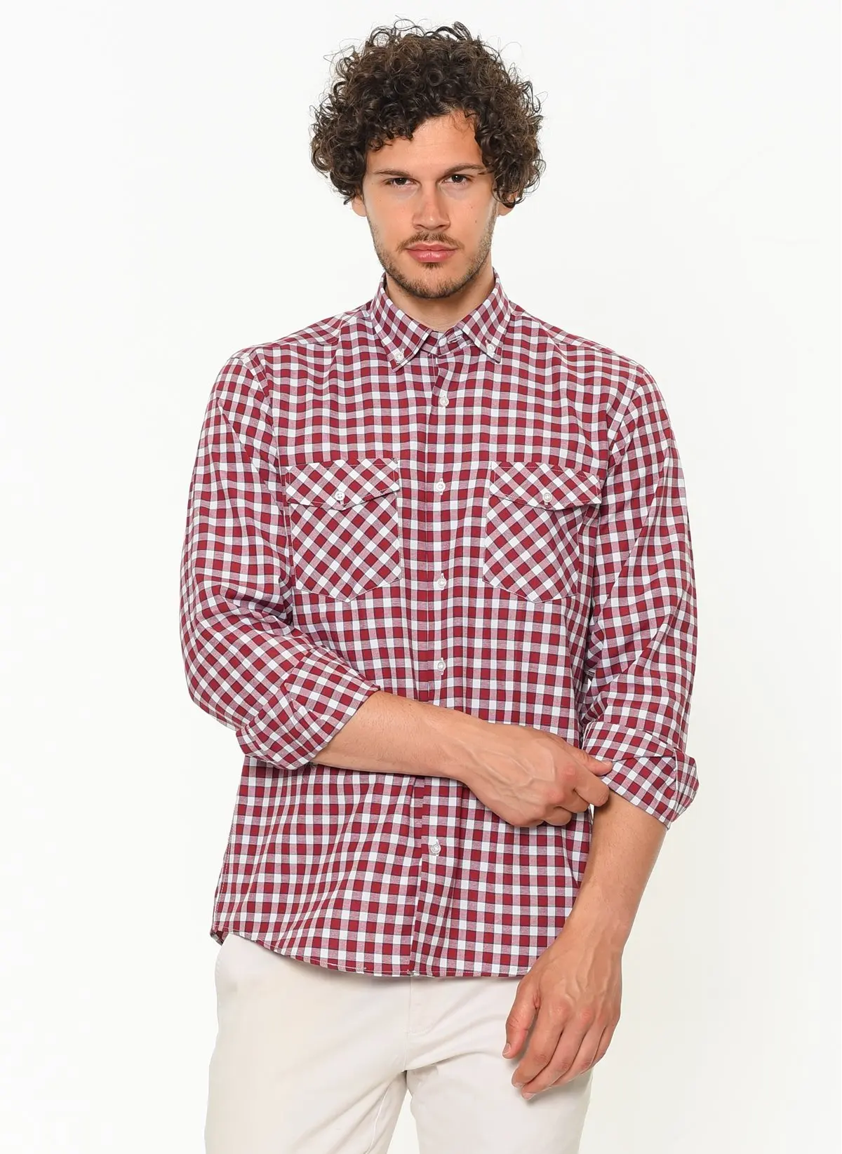 Plaid Red Men Shirt Long Sleeve Double check pockets Shirts Vintage plus size high by quality brand clothing Top 2021 varetta