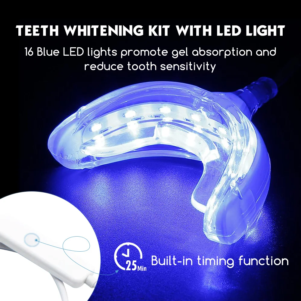 Luxsmile-pluma de blanqueamiento dental, Luz Azul recargable por USB, portátil, con 16 luces Led inteligentes temporizadas, para el cuidado bucal