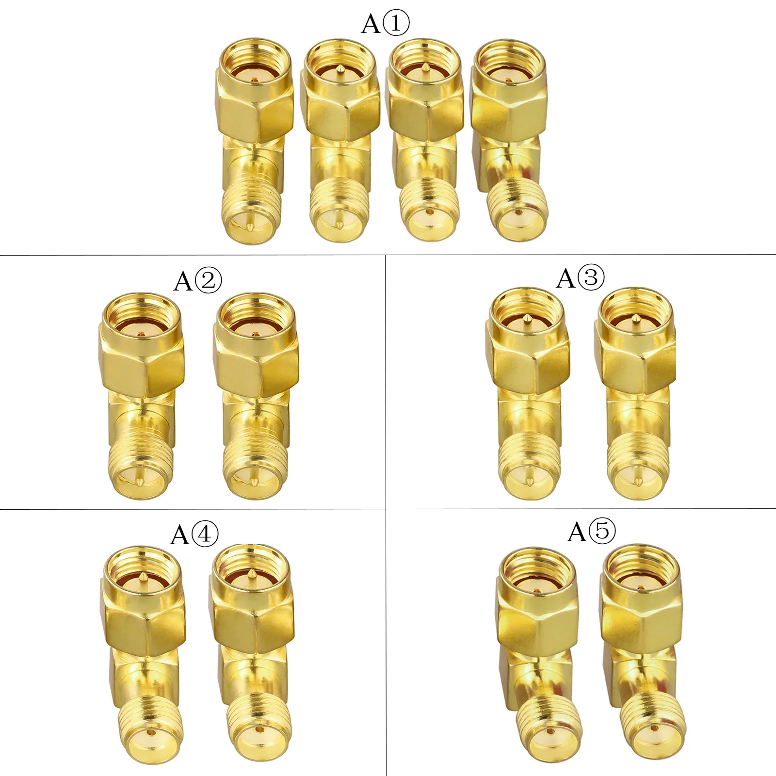 4 teile/los 2 teile/los SMA Adapter Kits 90 Grad Koaxial Stecker auf Buchse Rechtwinklig für 2G/3G/4G LTE Antenne/Verlängerung