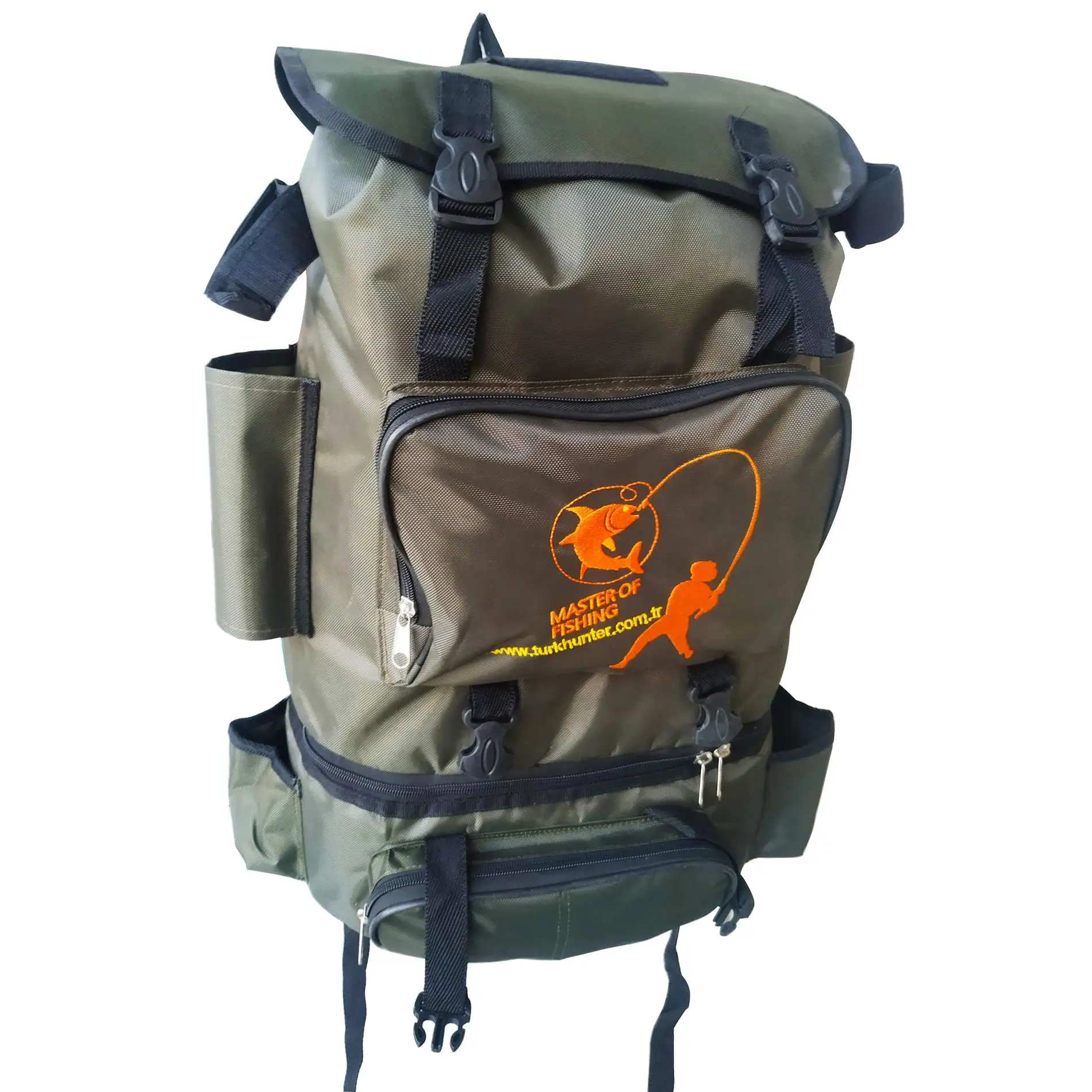 

ENGLISH HUNTER FISHING BACKPACK SIZE 60 X35 6 ROE + 6 MACHINE CAPACITY COLD AND HOT STORED BOTTOM EYE 3 ZIPPER + 1 LARGE MAIN EYE