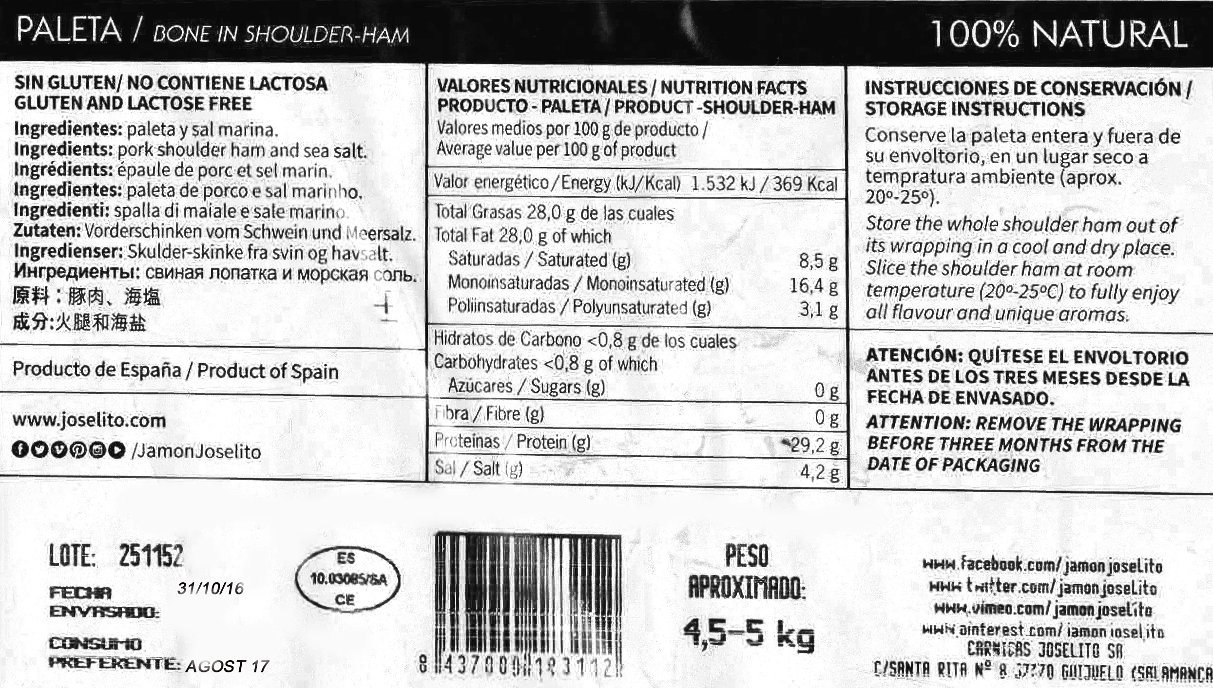 Iberyjska paleta JOSELITO GRAN RESERVA