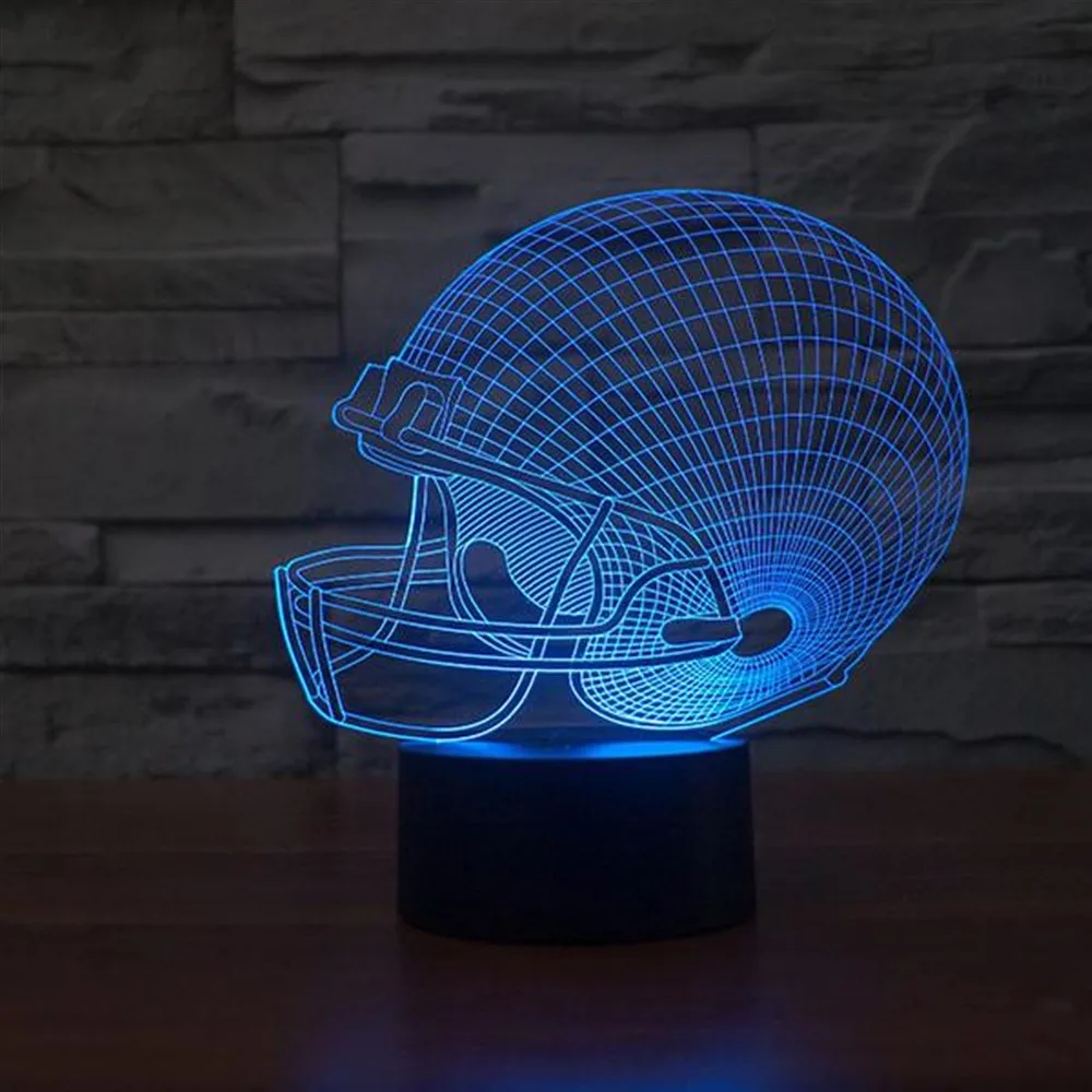 Casco 3D Illusion lampada da tavolo a Led adattatore da 12 Volt Daylight Design Base in legno Idea regalo speciale per coppie luce notturna di compleanno anime stranger things neonato luci notturne lampada neonato