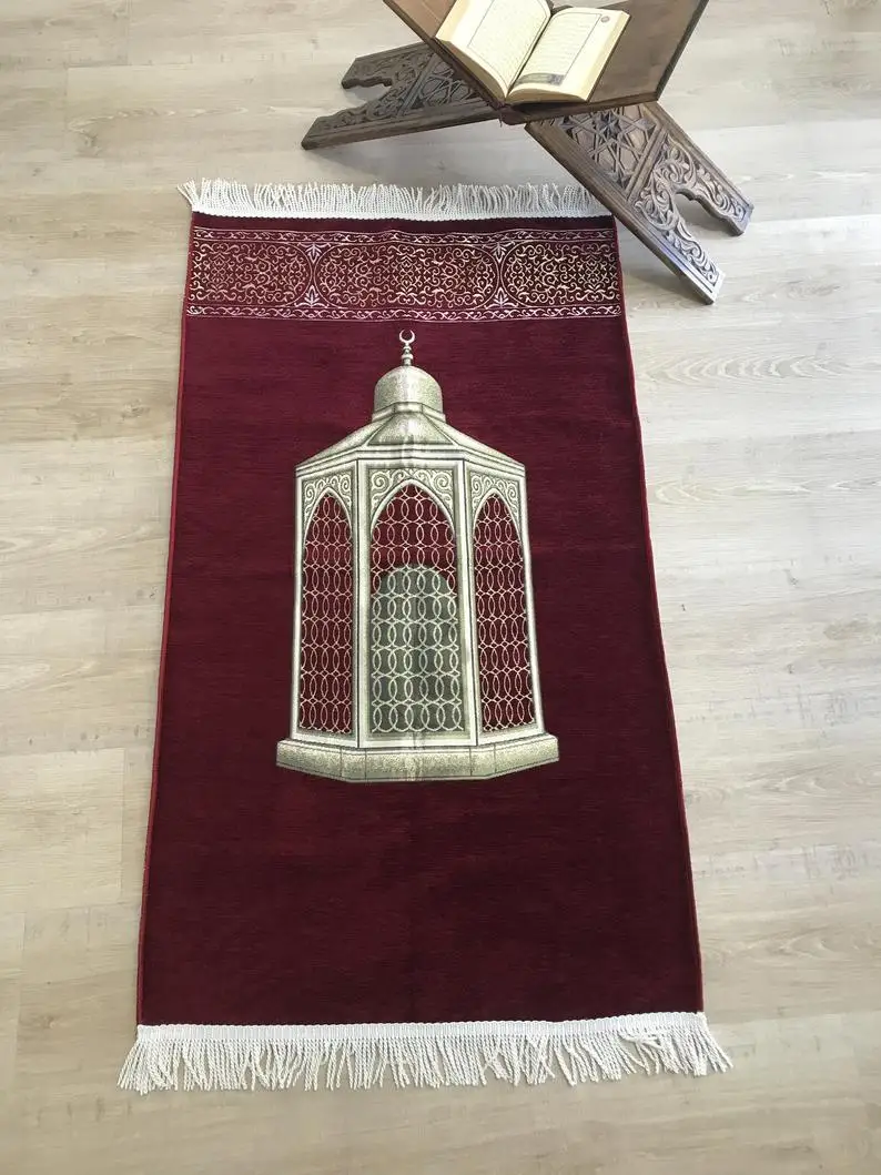 Reis Prayer Rug Islamic Carpet Chenille Velvet Umrah Hajj Gift Wholesale Retail Worship Cover Qibla Authority of Ibrahim Kaaba