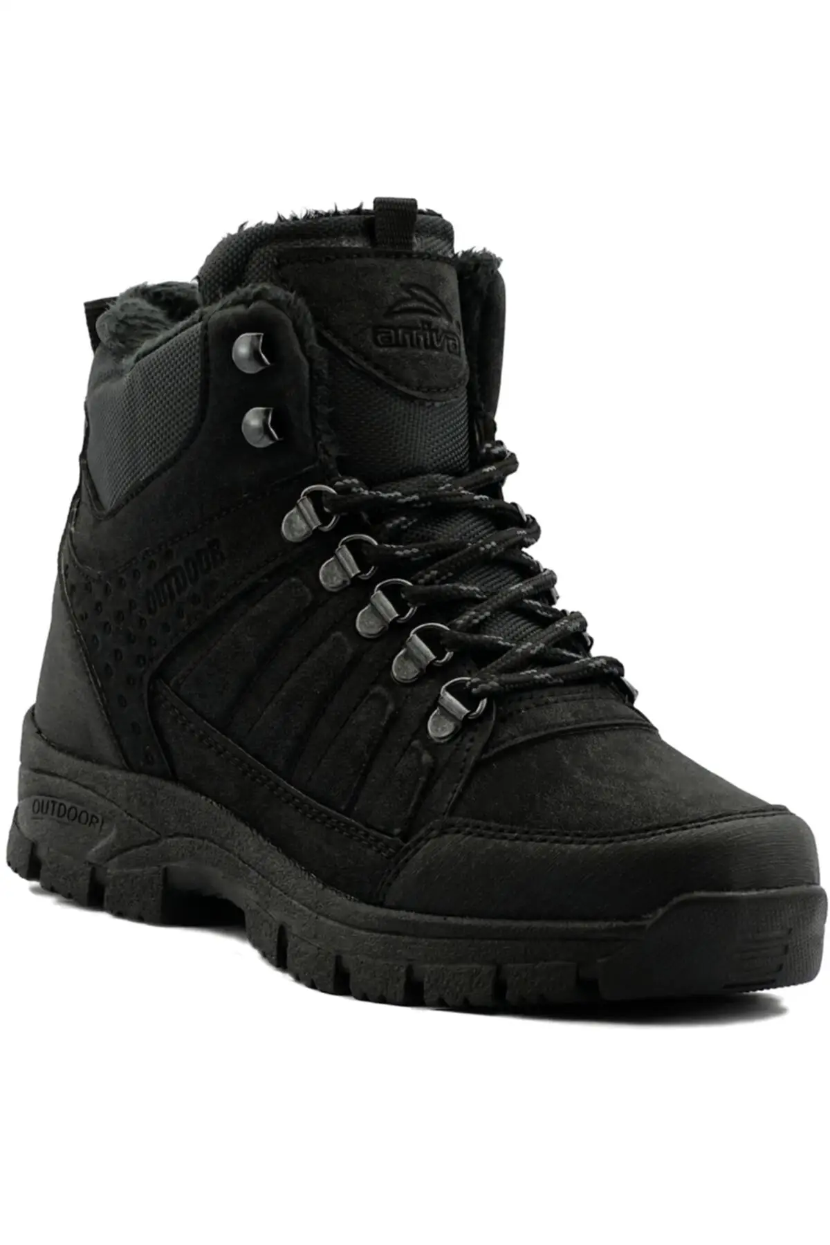 Unisex Black Hiker Soğuga Durable with Furs Inside Zipper Boots