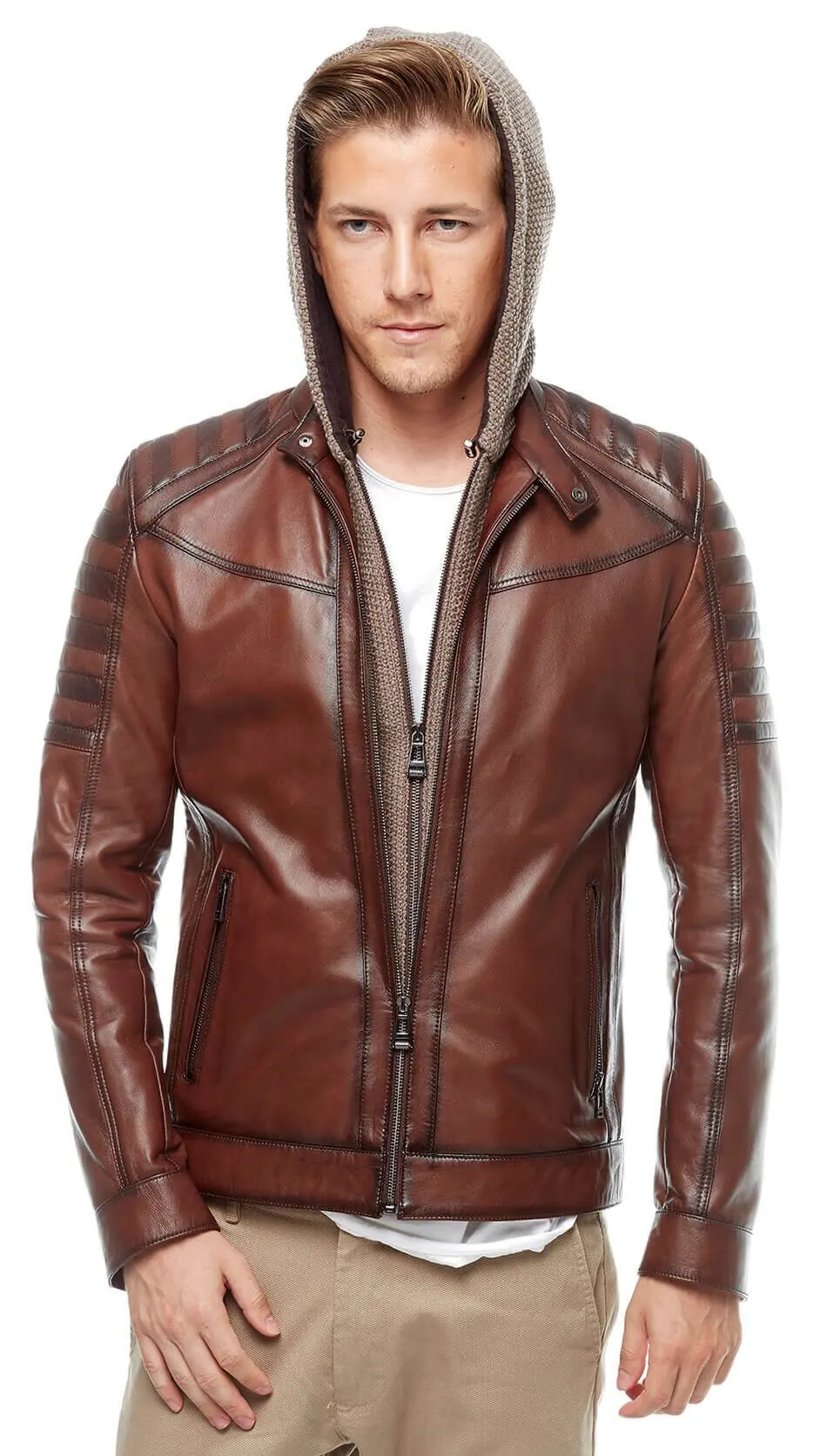 İreko Cà Phê Có Mũ Áo Khoác Da Orjinal Da Cừu Thu Đông 2022 Biker Slim Size Lớn VintageTürkiye