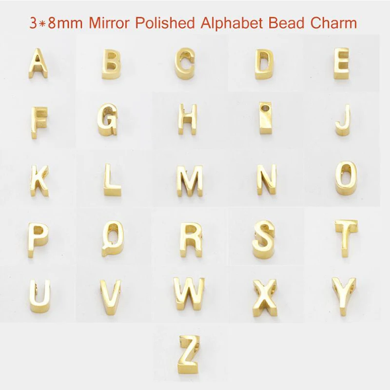 Stainless Steel Initial Charms Name Jewelry 26 Letter DIY Alphabet Pendant Charms for Necklace Bracelet Earings Making Wholesale