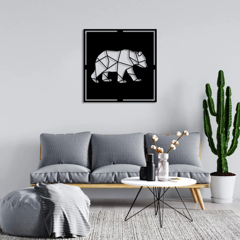 Geometric Piece Polar Bear Wall Room Home Accessory Wooden Table 50x50cm