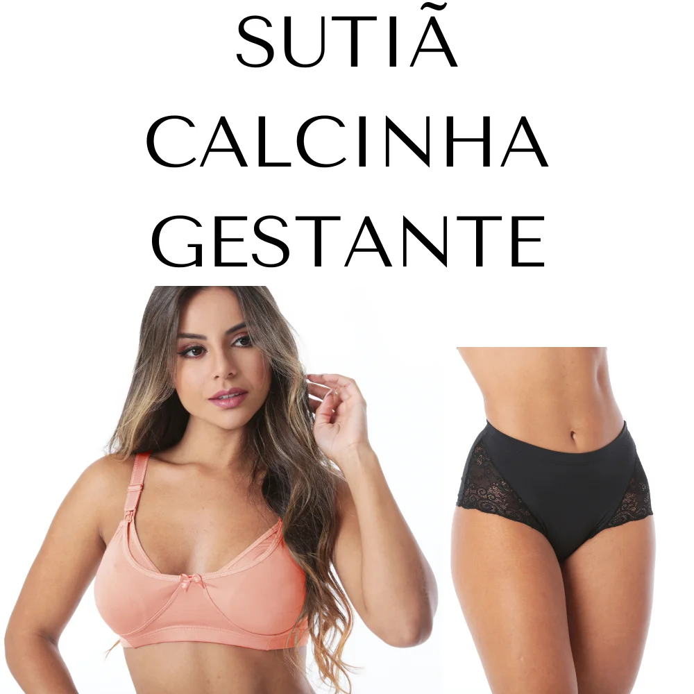 Conjunto Sutiã Amamentação com Calcinha Gestante Kit Maternidade Abotoado Abertura na Frente Calçola Roupas Conforto Frete Free