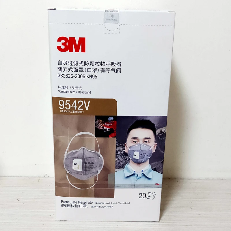 Imagem -05 - Preto Descartável Máscara de Carbono Anti-respirador com Válvula Máscara Protetora Respirável Gm954xx 20 Peças Lote 3m Kn95 9542v