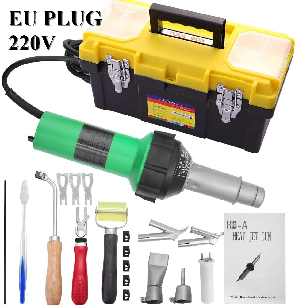 220 V/110 V 19 stks 1600 W Plastic Lassen Pistool Hot Air Torch Warmte Pistool Lasser Voor PVC Vinyl Vloer PP PE Watertank Geomembraan