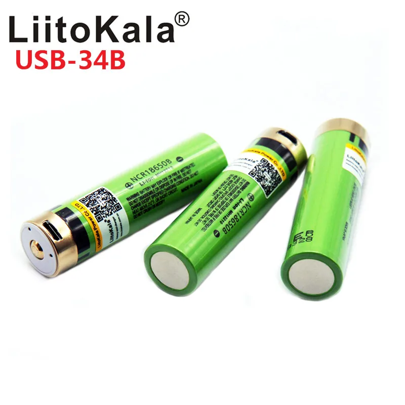 Gorący LiitoKala USB 3.7V 18650 3400mAh Li-ion akumulator na USB z lampka kontrolna LED dc-ładowanie