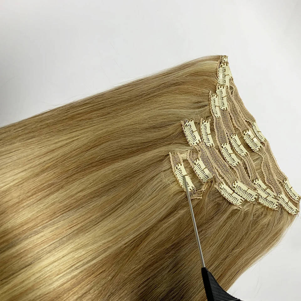 P8/613 Blonde straight Clip In Human Hair Extensions 100g/set straight Clip In Full Head Brazilian Hair Extension for Women