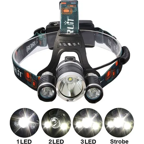 Boruit T6 Headlamp Powerful 3 LED Headlight headlamp 5000 Lumens 3Xcree Xm-T6+2R5 Camping Lamp Head Lamp Sensor Flashlight Torch