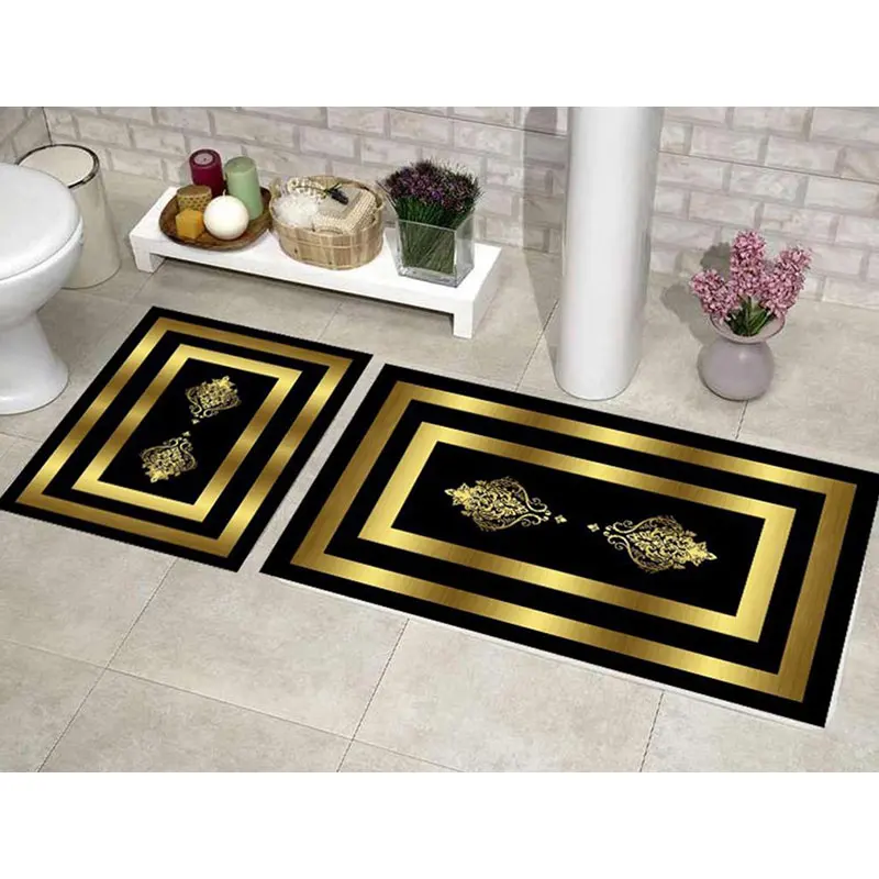 2021 custom Production Nonskid Base Digital Print Velvet 2 Pcs Bathroom Mats 60*100 Cm 60*50 Cm 