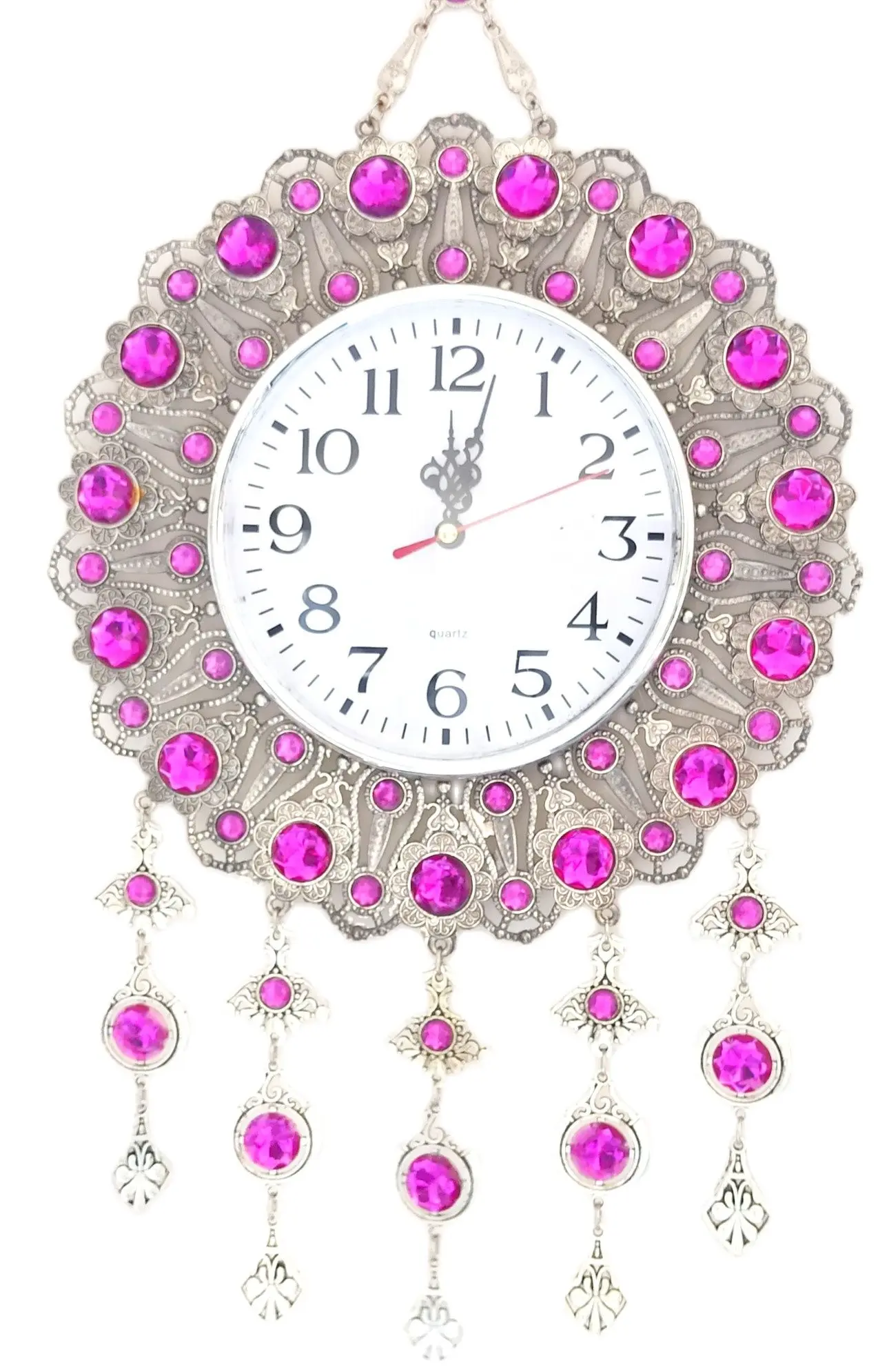 Purple Stone Silver Plated Special Design Does Not Fade And Tarnish Wall Clock