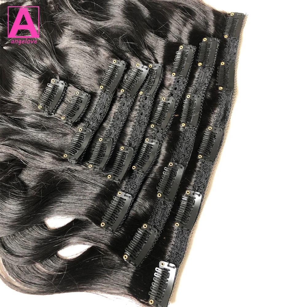 Extensions de cheveux humains Body Wave à clipser pour femmes, extension de cheveux brésiliens à clipser, tête complète, 120 g/ensemble