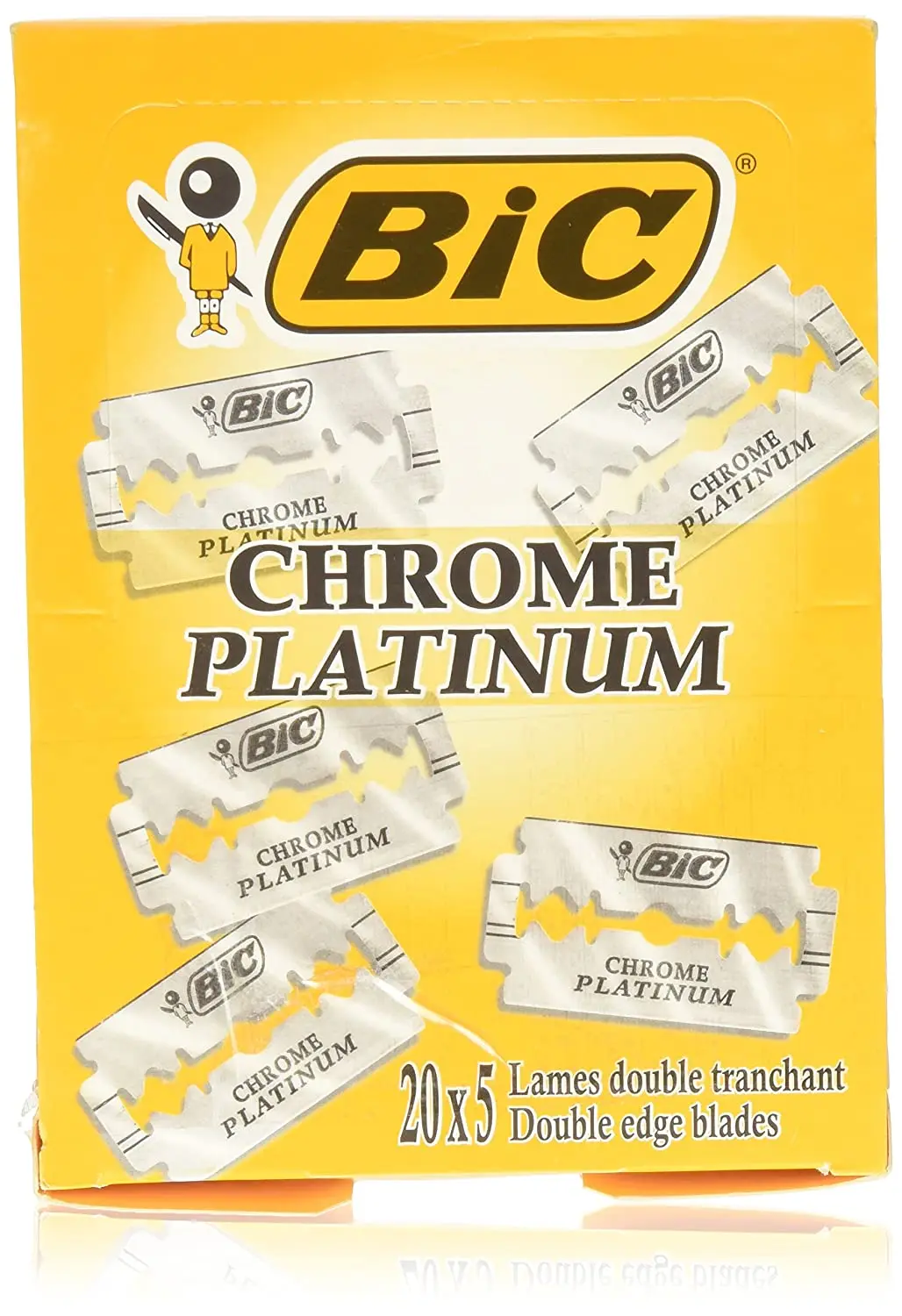 100 бритвенные лезвия BIC CHROME PLATINUM DOUBLE EDGE