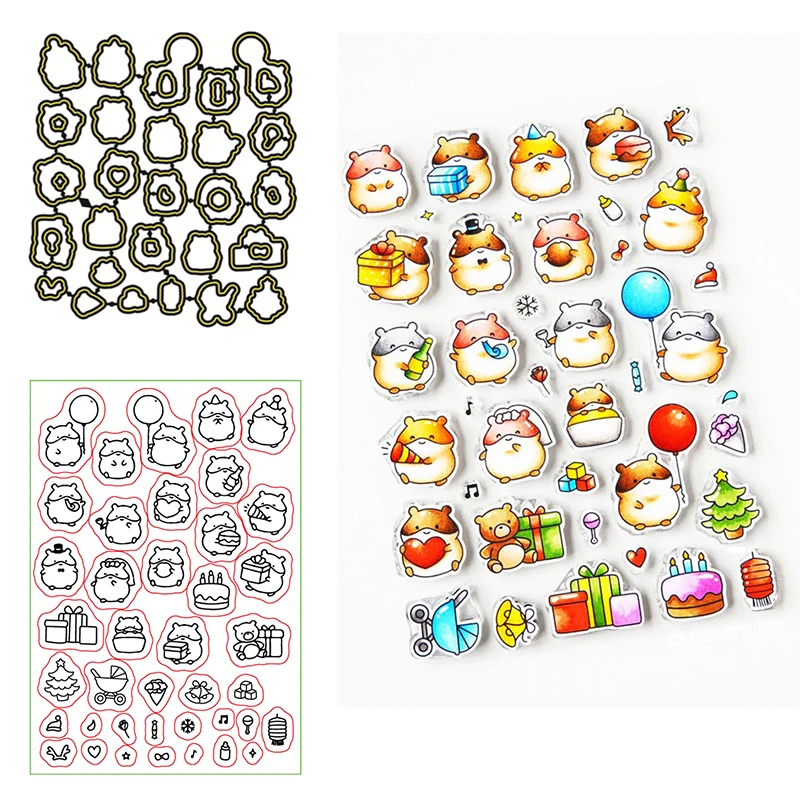 Hamster Celebration Clear Stamps Coordinating dies for DIY Scrapbooking Craft Card Transparent Stempels Silicone Seal New 2020