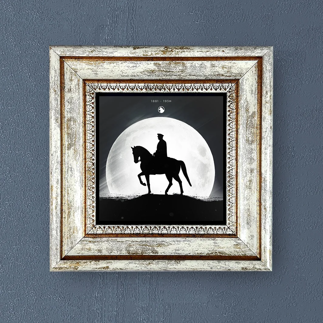 

Handmade Natural Stone Painting Framed Wall Decor Atatürk Themed Room Vintage Poster Picture Gift Ornament Special Print Piece