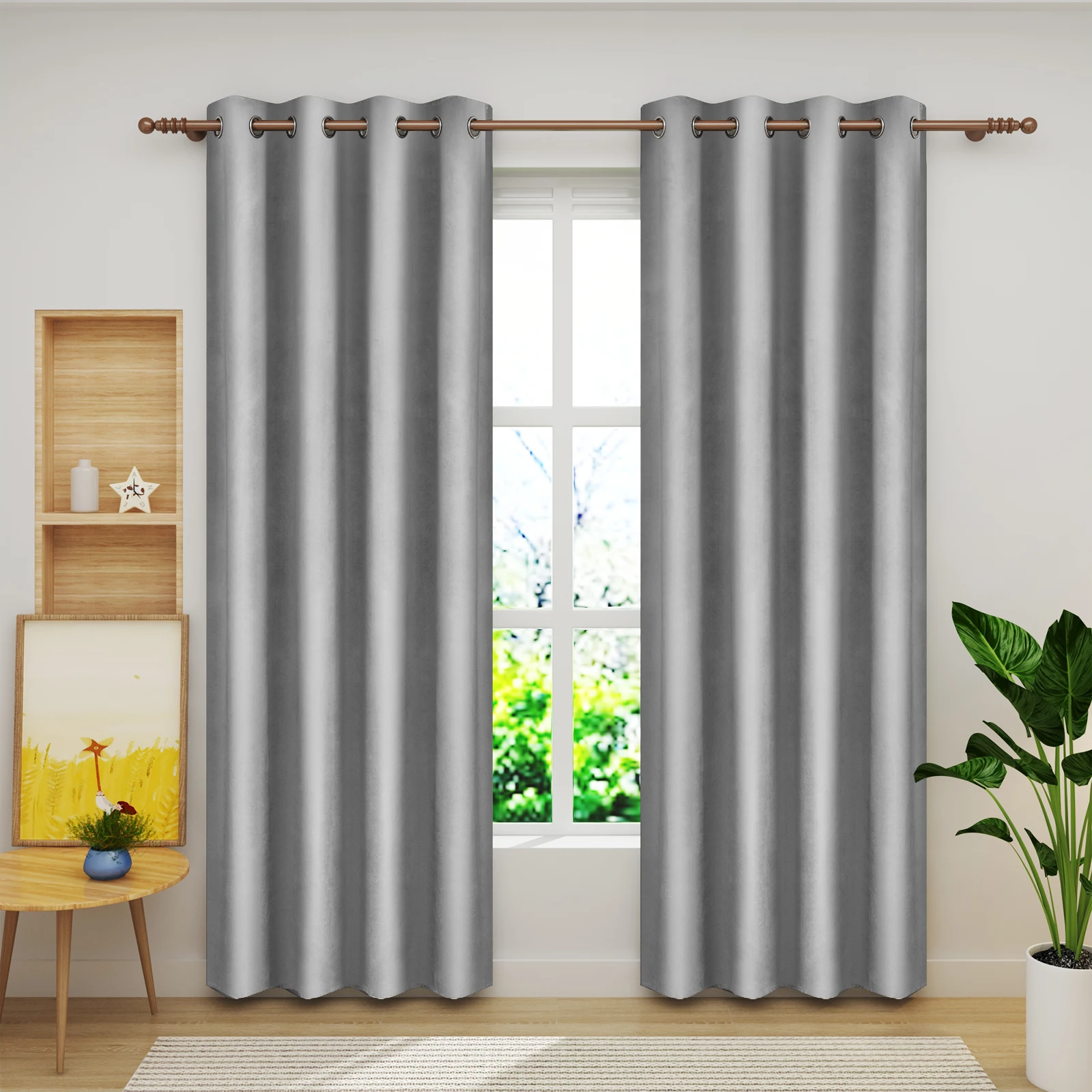 2PCS/SET Blackout Curtain Thermal Curtain Opaque Lightproof Velvet Curtains with Eyelets for Bedroom Living Room Home Decor