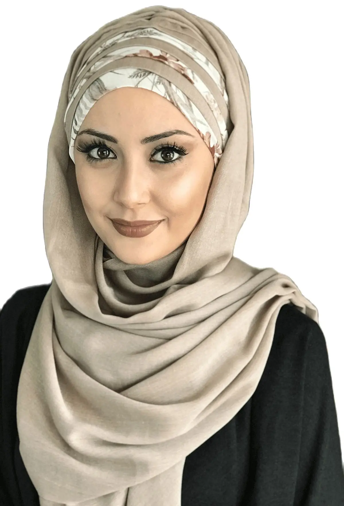 New Fashion Muslim Hijab Islamic Clothes 2021 Scarf Hat Bone Chiffon Turban Beige Grey Light Drapeli Ready Shawl