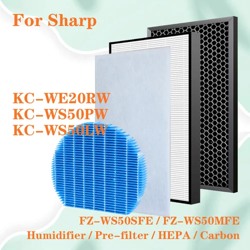 샤프 공기 청정기 KC-WE20RW KC-WS50LW KC-WS50PW 교체용 HEPA 탄소 가습기 필터 FZ-WS50SFE FZ-WS50MFE