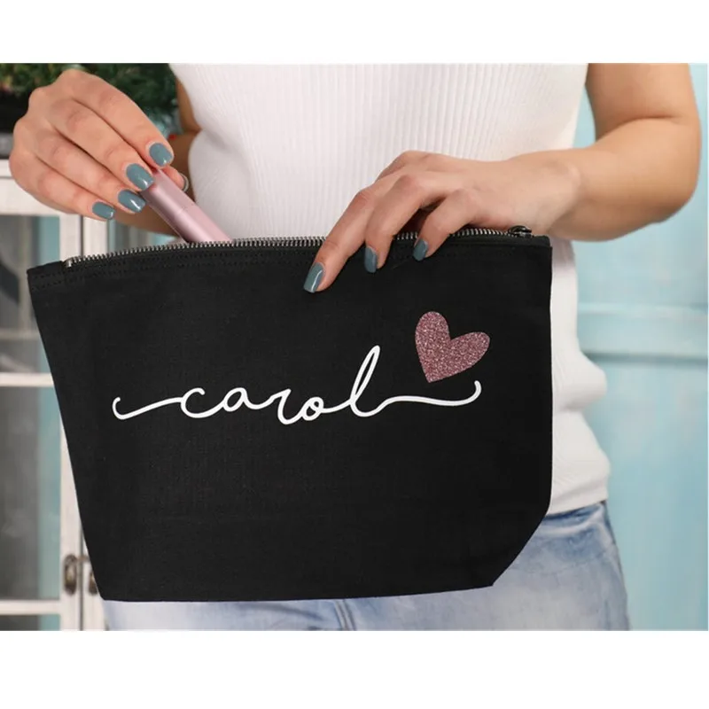 Personalized Title Makeup Bag Custom Name Makeup Bag Wedding Engagment Bride/Bridesmaid/Mother Of The Bride Gift Toiletry Bag